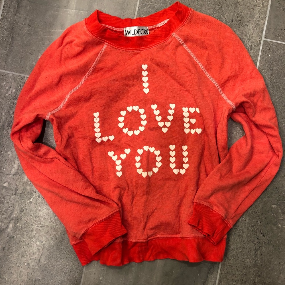 Wildfox I love you red sweater m